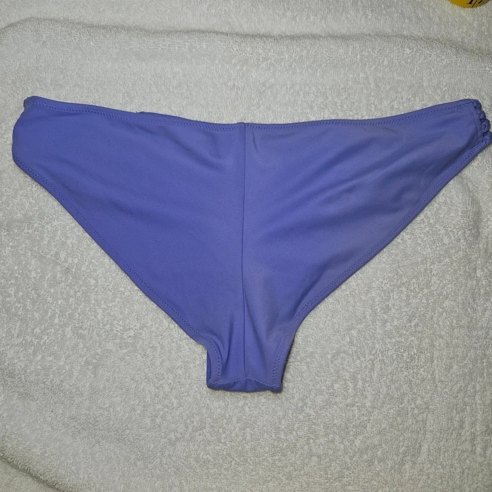 Victoria's Secret Bikini Bottom Purple Braided Strappy Side Medium Swim, Beach